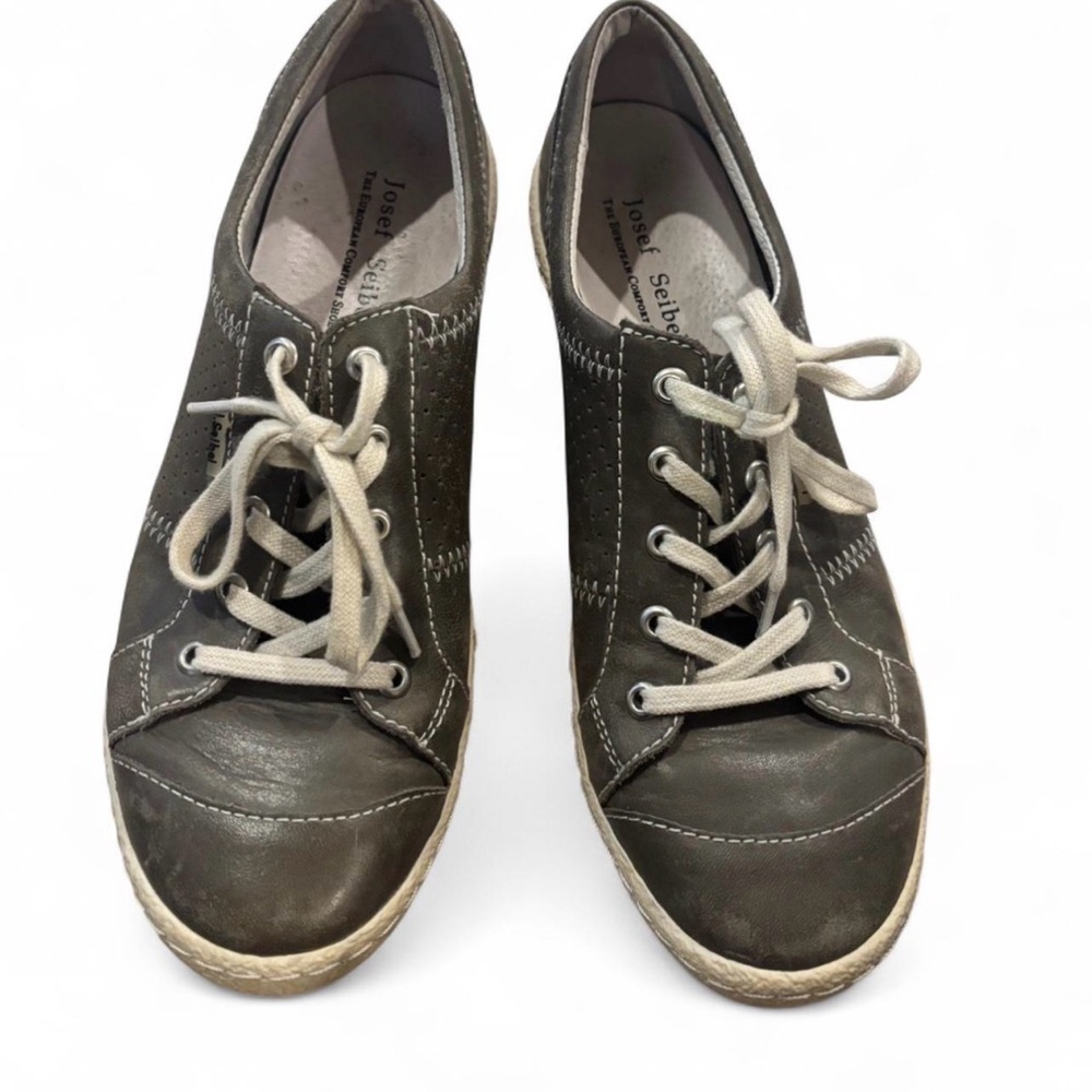 Josef Seibel Claire Gray Leather Comfort Walking Sneakers EU 38 US 8 - Picture 2 of 11